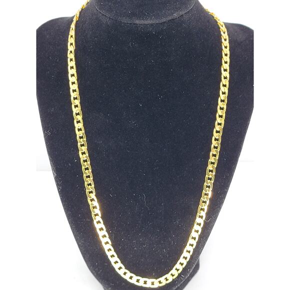 Gold Plated Men's Cuban Style Chain Necklace Sideways Men 22 Inches